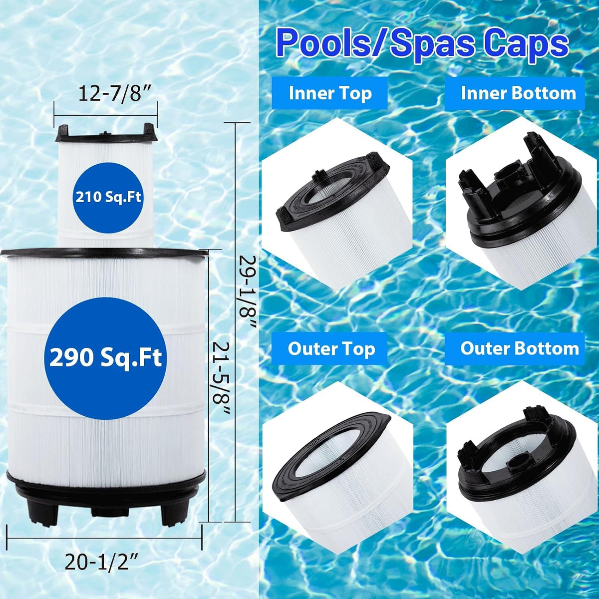 HANXER S8M500 Pool Filter Cartridge Set 500 Sq Ft Replaces Sta-Rite 170148