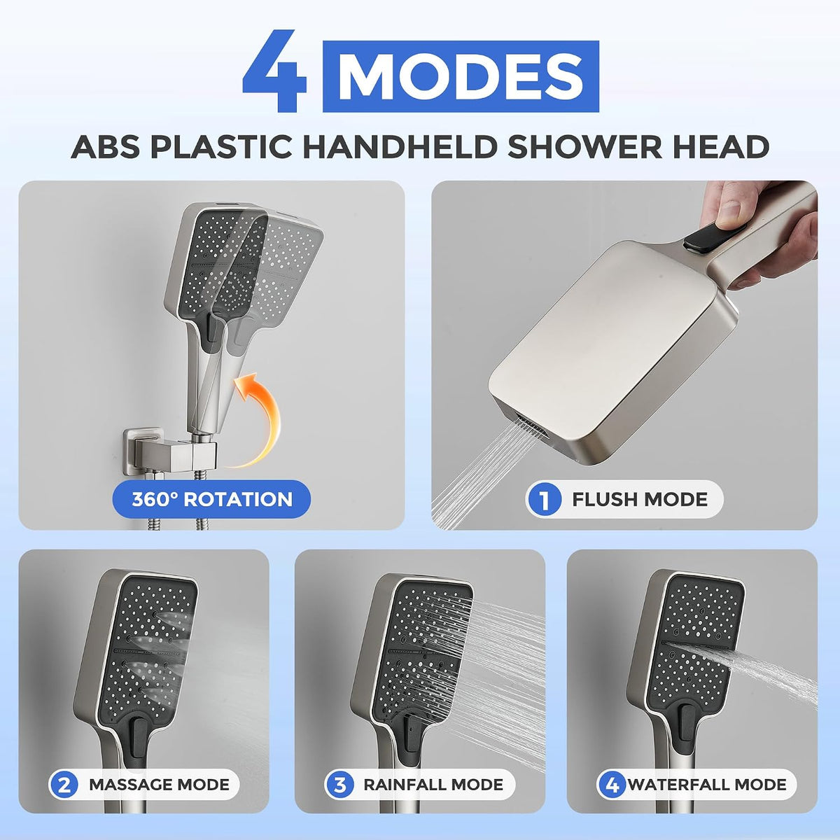 10" Rainfall Shower System Waterfall Tub Spout Handheld Spray Single Handle