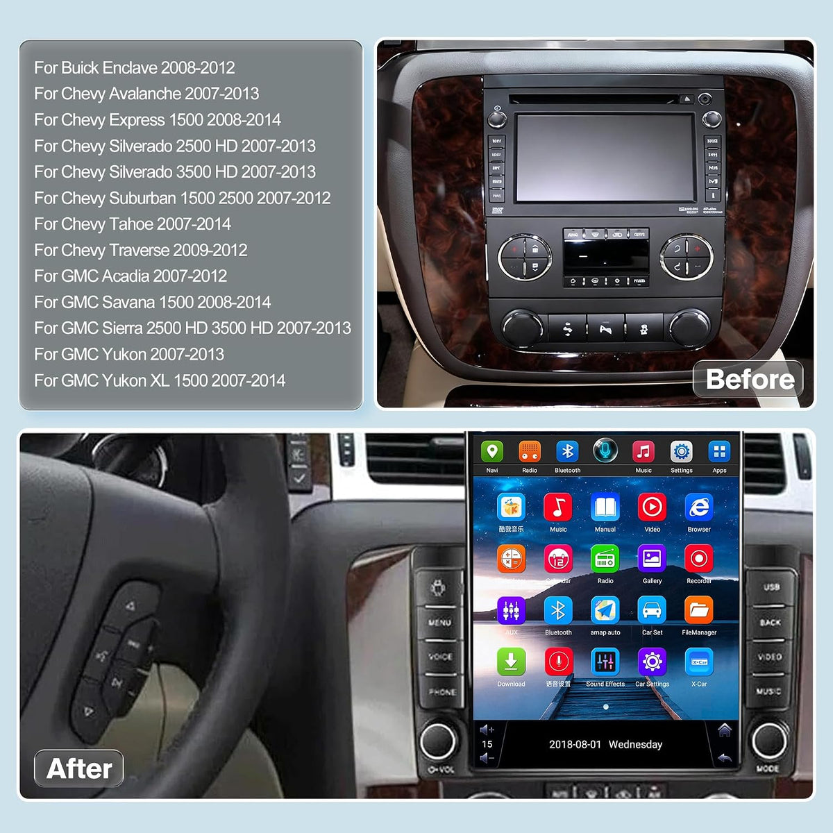 9.7 Android 13 Car Stereo 4+64GB Chevy Silverado Tahoe GMC Acadia Buick Enclave