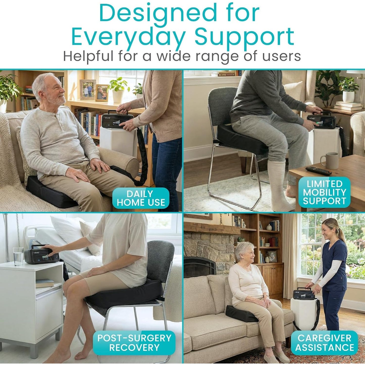 Vive Inflatable Seat Assist Lifting Cushion Remote 220 lb Stand Up Chair Sofa