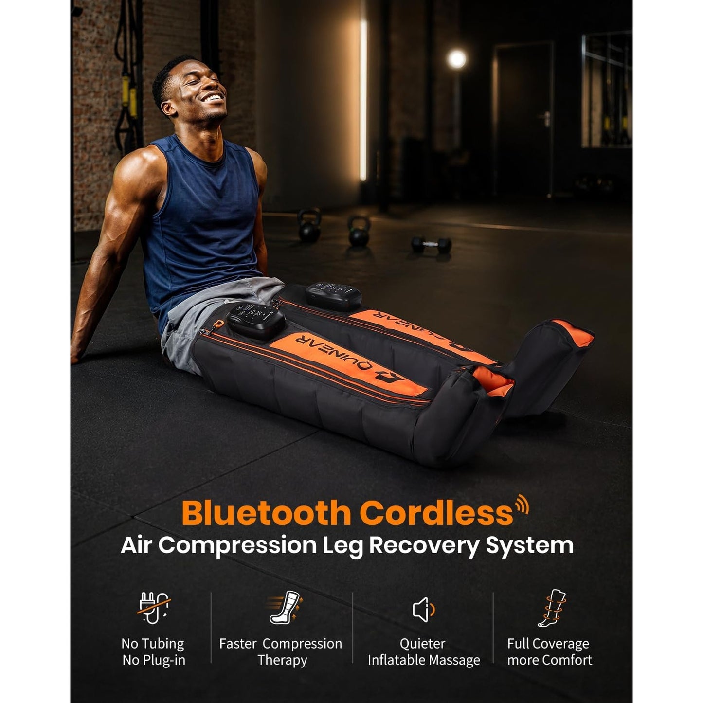 QUINEAR Cordless Leg Recovery System Compression Boots 11 Levels 3 Modes Large