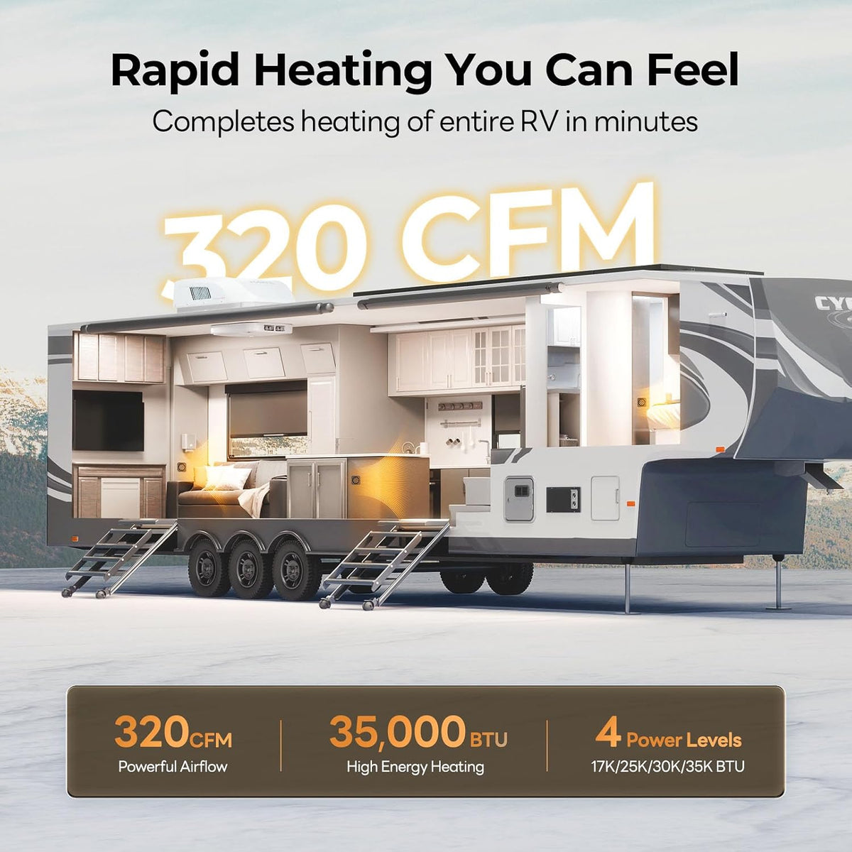 FOGATTI 35000 BTU RV Furnace LP Gas Propane Heater Camper Motorhome Smart Temp