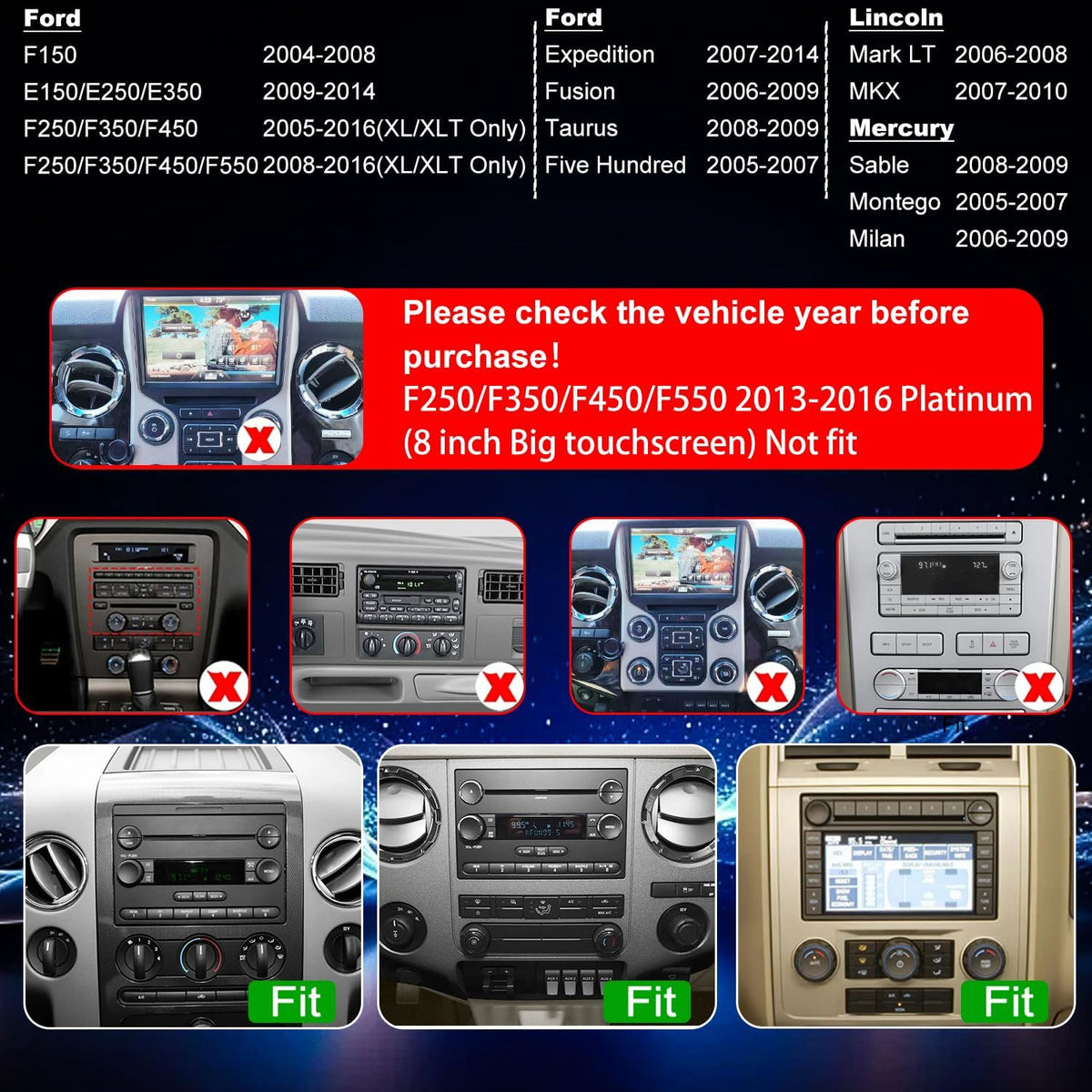 10in 4+64G Android Radio Ford F150 04-08 F250 F350 08-16 CarPlay GPS