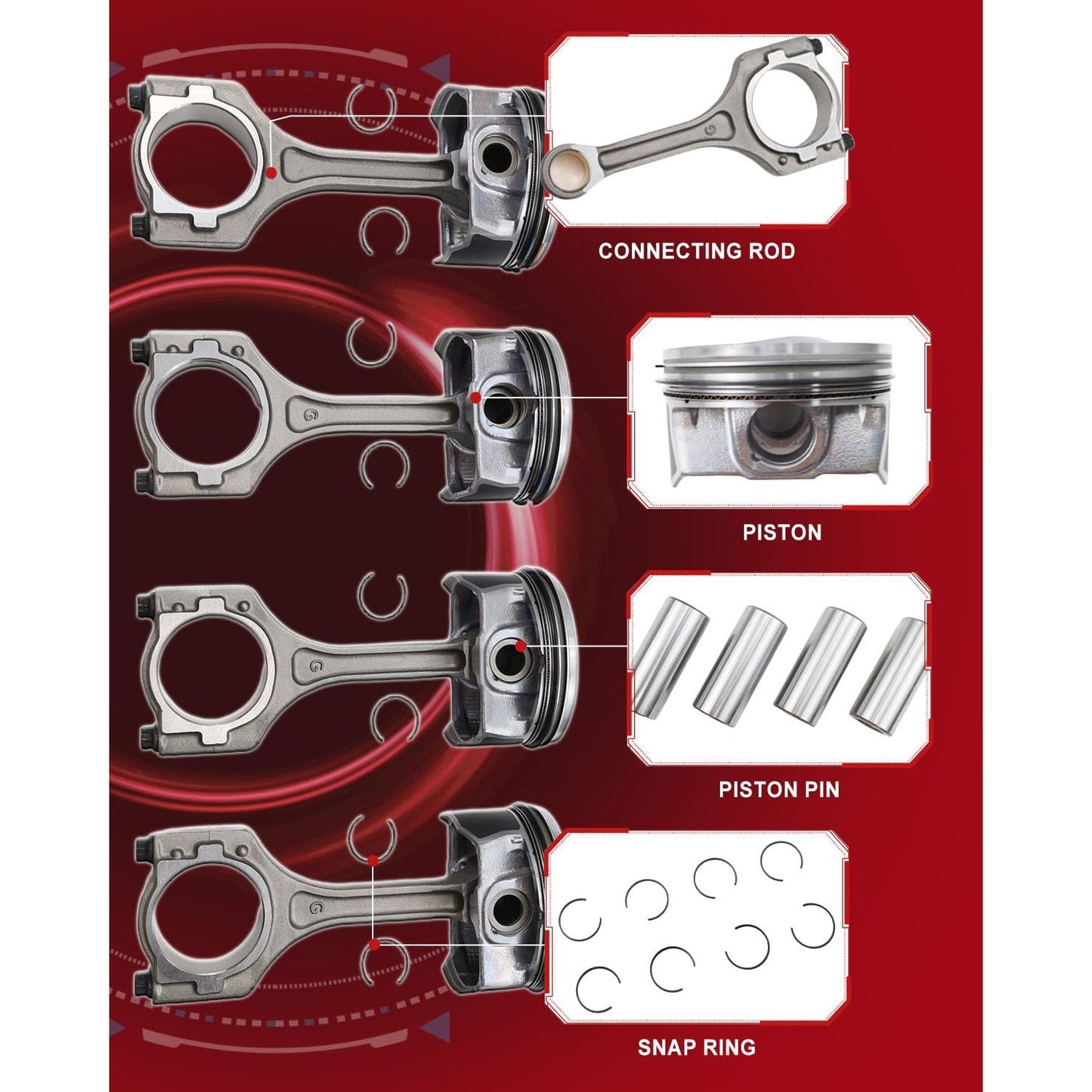 Piston Ring Set G4KJ 2.4L GDI Kia Optima Sorento Sonata 2011-2013 23040-2G500