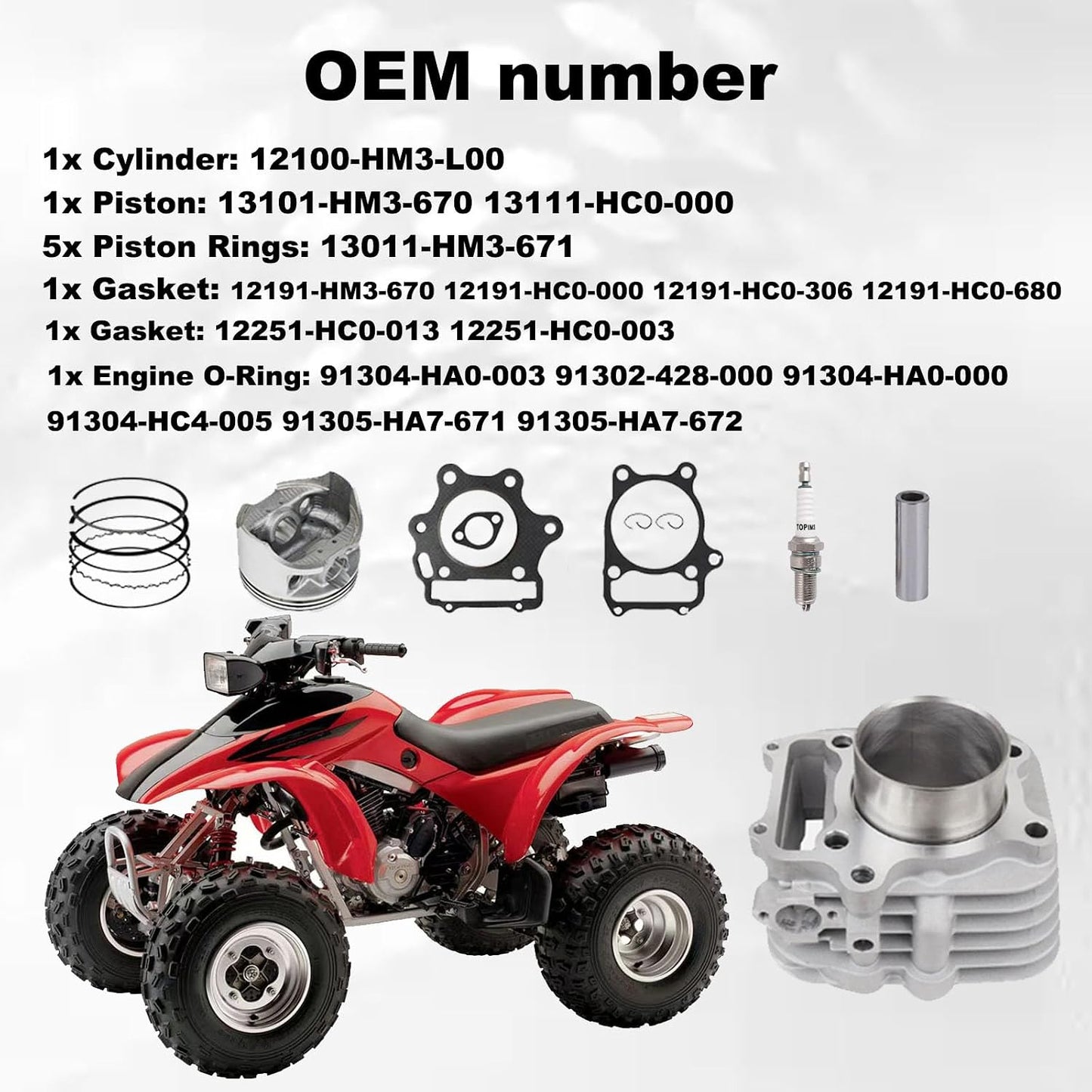 80mm 330cc Big Bore Cylinder Piston Kit Honda TRX300EX 1993-2008 12100-HM3-L00