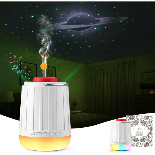White Noise Sound Machine Galaxy Projector 21 Sounds Bluetooth RGB Night Light