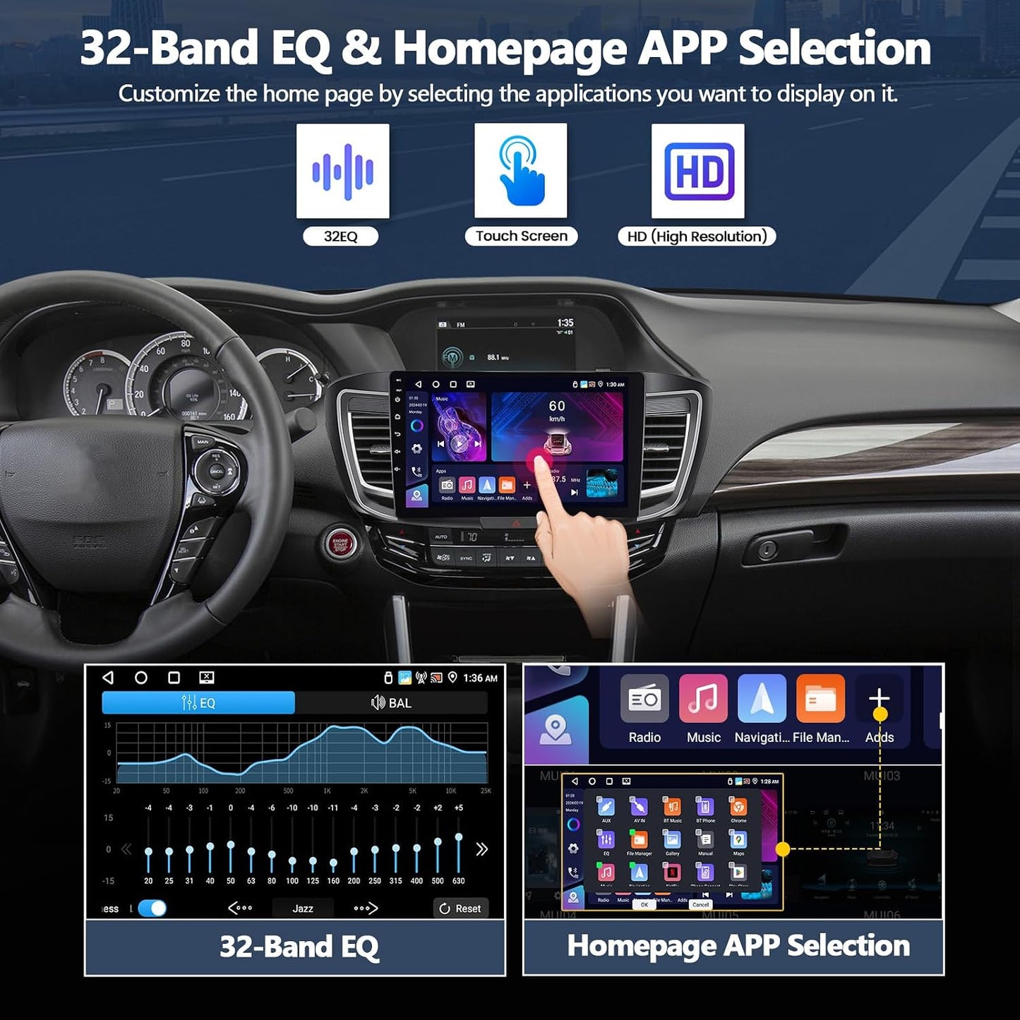 CAMECHO 9" Car Stereo 4GB+64GB for Honda Accord 2016-2017 Wireless CarPlay