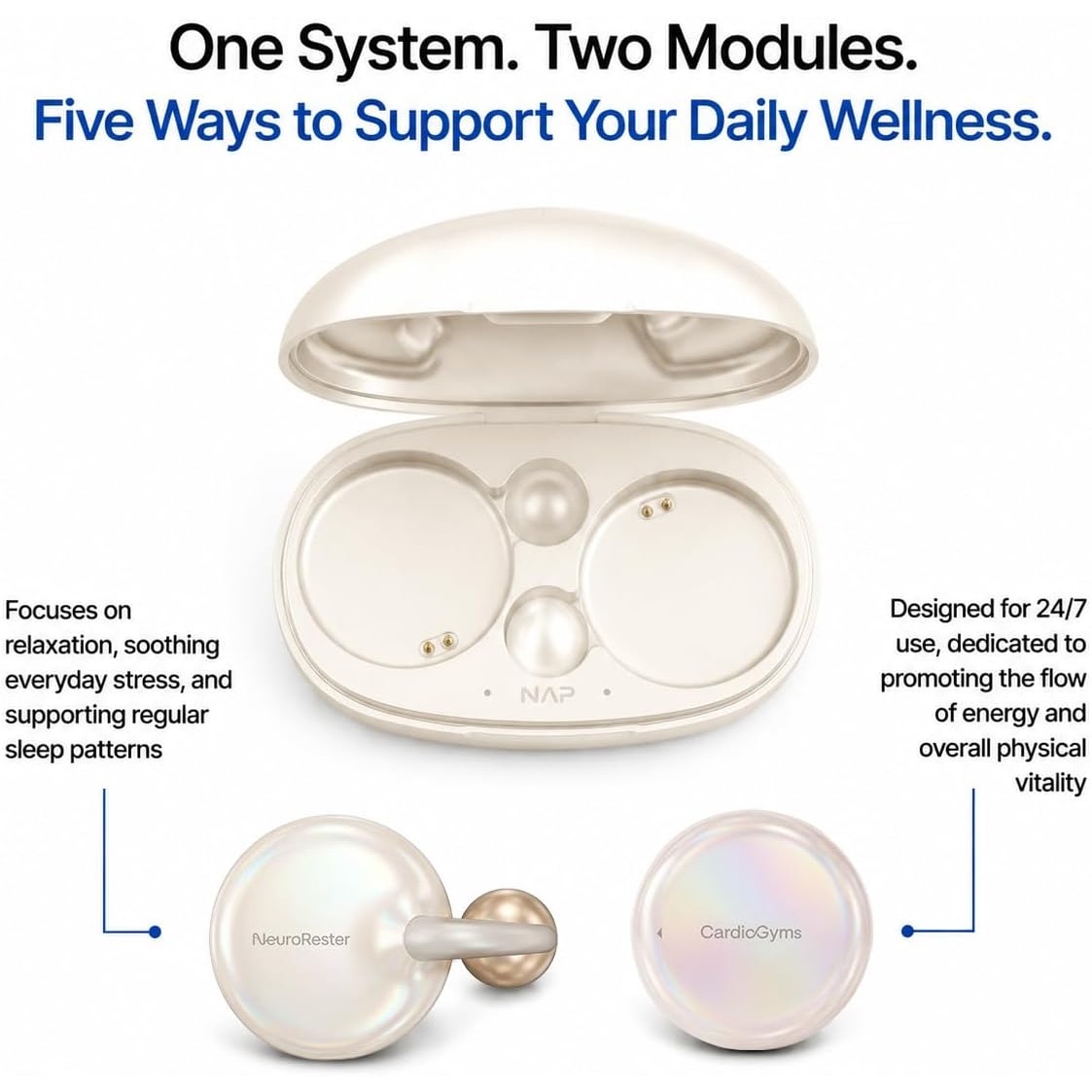 NeuroRester Deep Sleep Optimizer Wearable Wellness Device Pearl White NR-2026