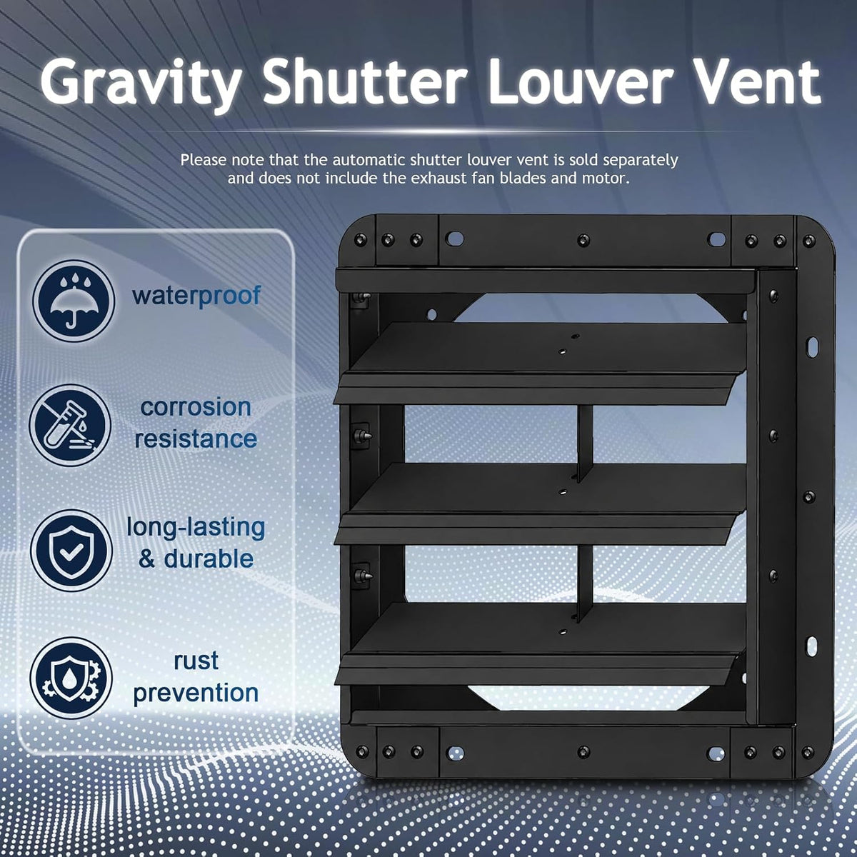 Nylthqelz 10" Automatic Gravity Shutter Louver Vent Galvanized Steel NO MOTOR