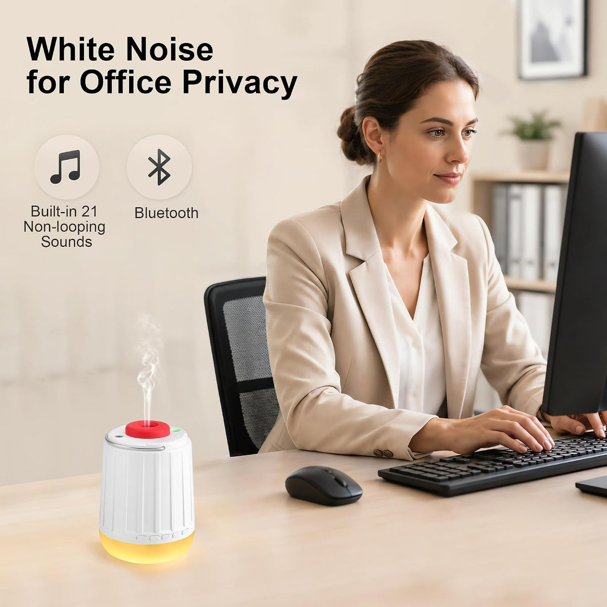 White Noise Sound Machine Galaxy Projector 21 Sounds Bluetooth RGB Night Light