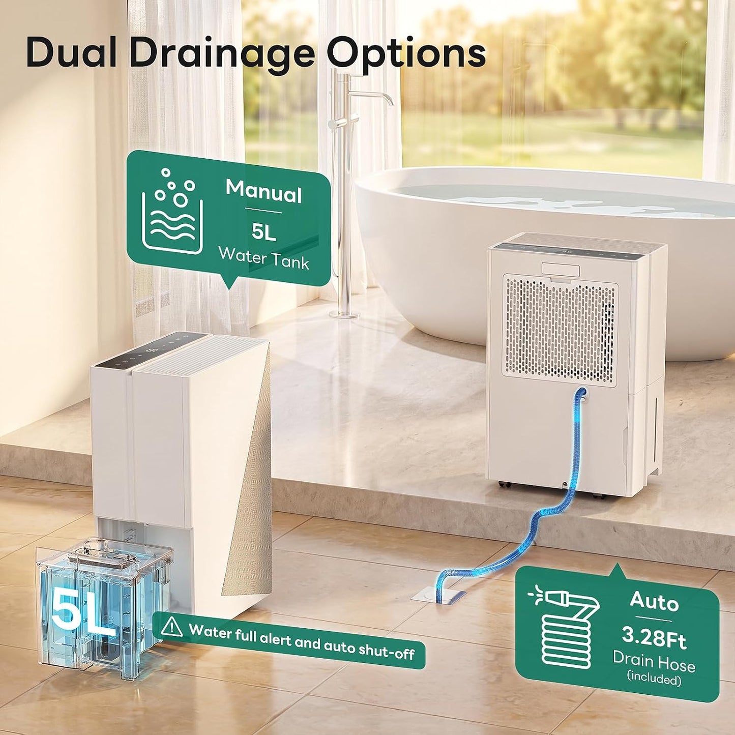 ZAFRO 80 Pint Dehumidifier 4500 Sq Ft Basement Home Energy Star with Drain Hose