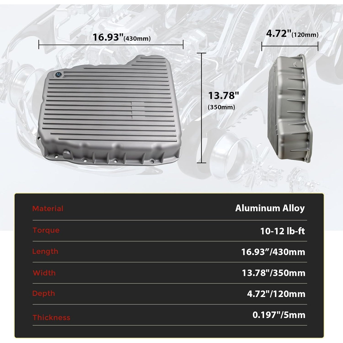 PPE 228052110 68RFE Aluminum Transmission Pan 07.5-24 Ram 2500 3500 6.7L