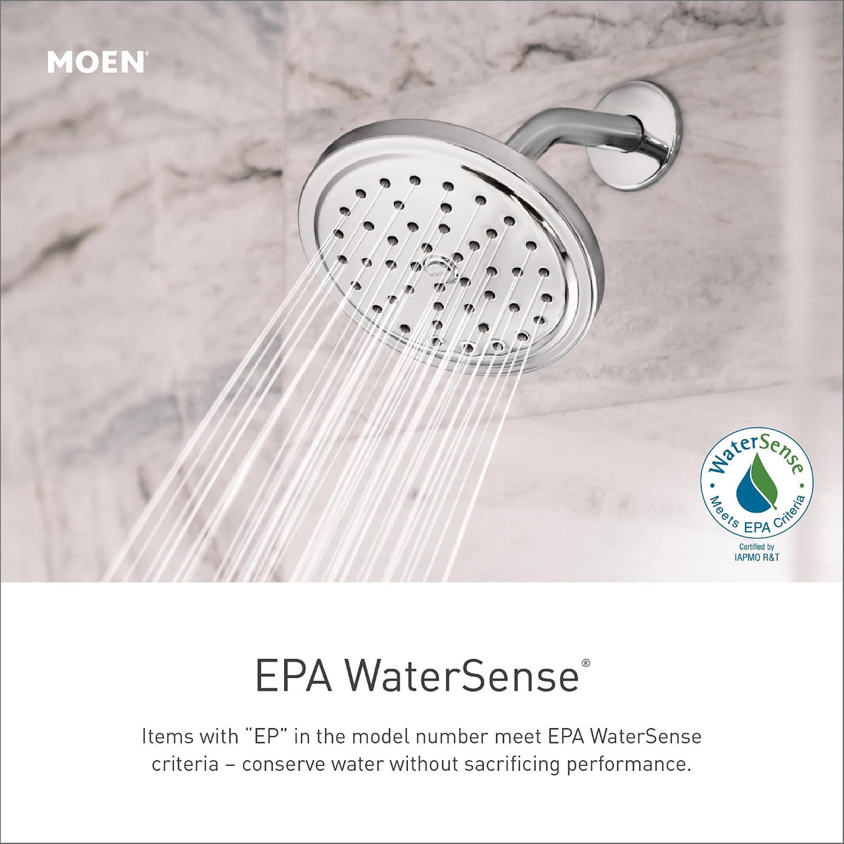 Moen Conway 82923 Chrome Single Handle Shower Faucet 6in Rainshower Valve