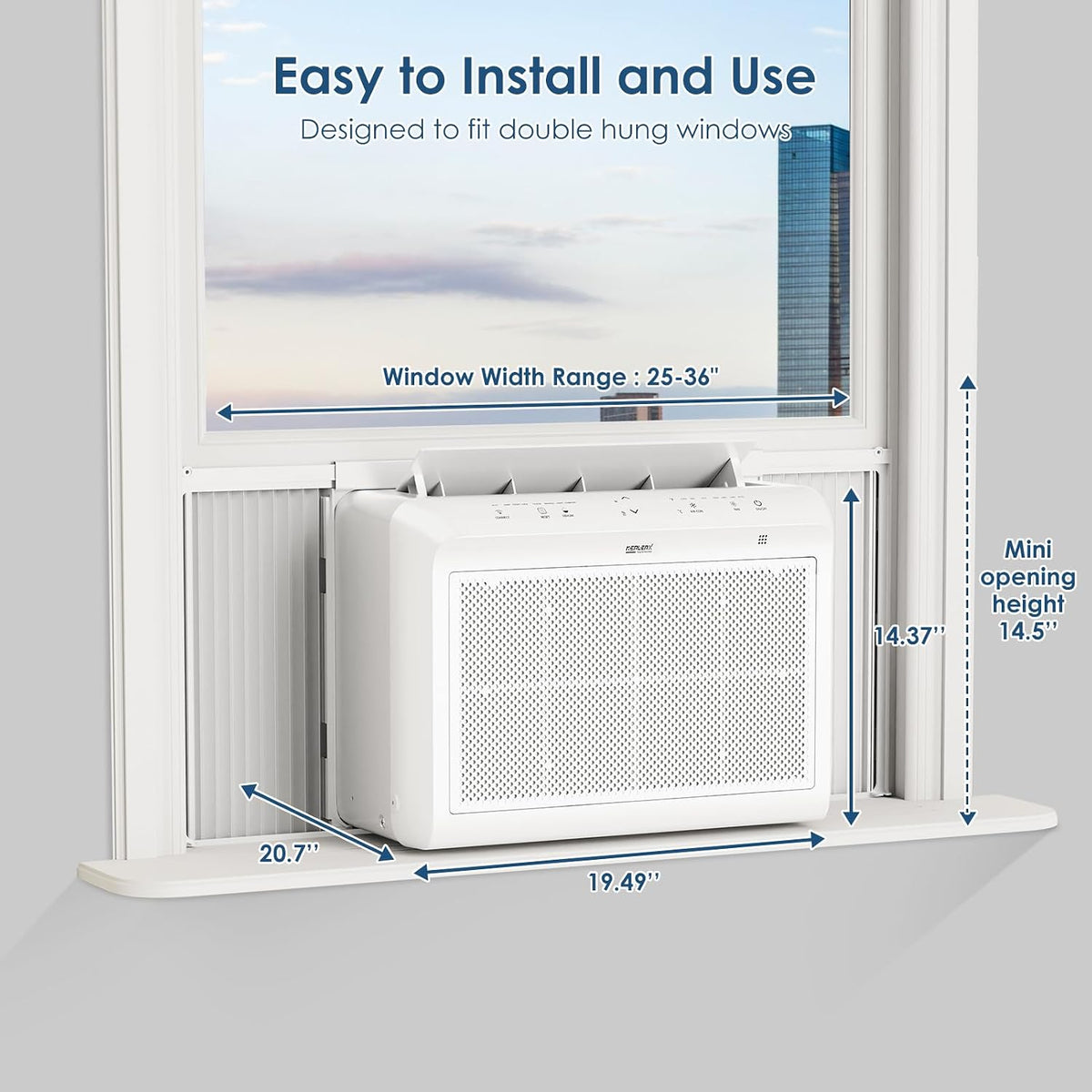 KeplerX 8000 BTU Inverter Window AC WiFi Alexa 50 Pint Dehumidifier