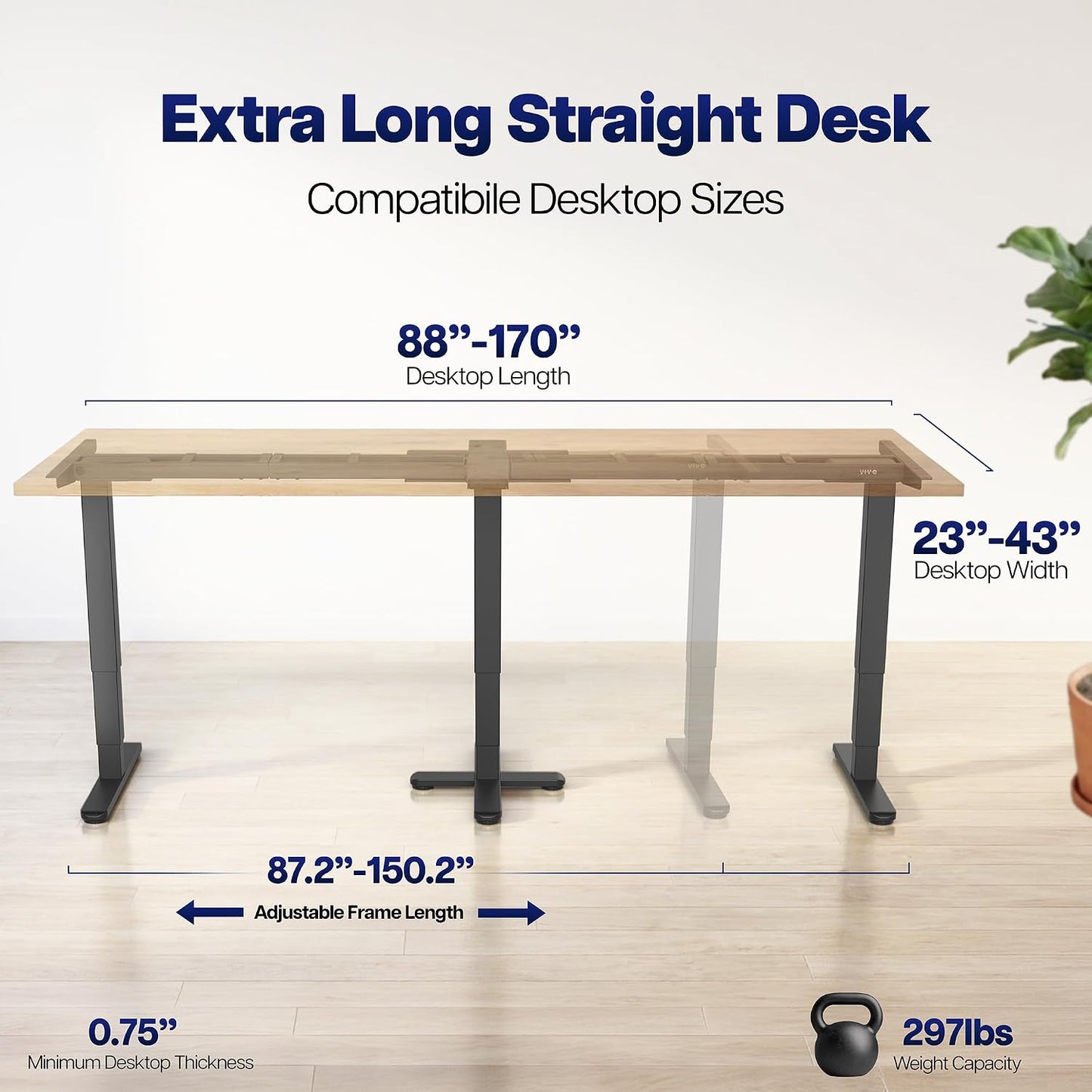 VIVO Electric Triple Motor 3 Leg L Shape Standing Desk Frame Only DESK-E-300B (TableTop, NOT Included)