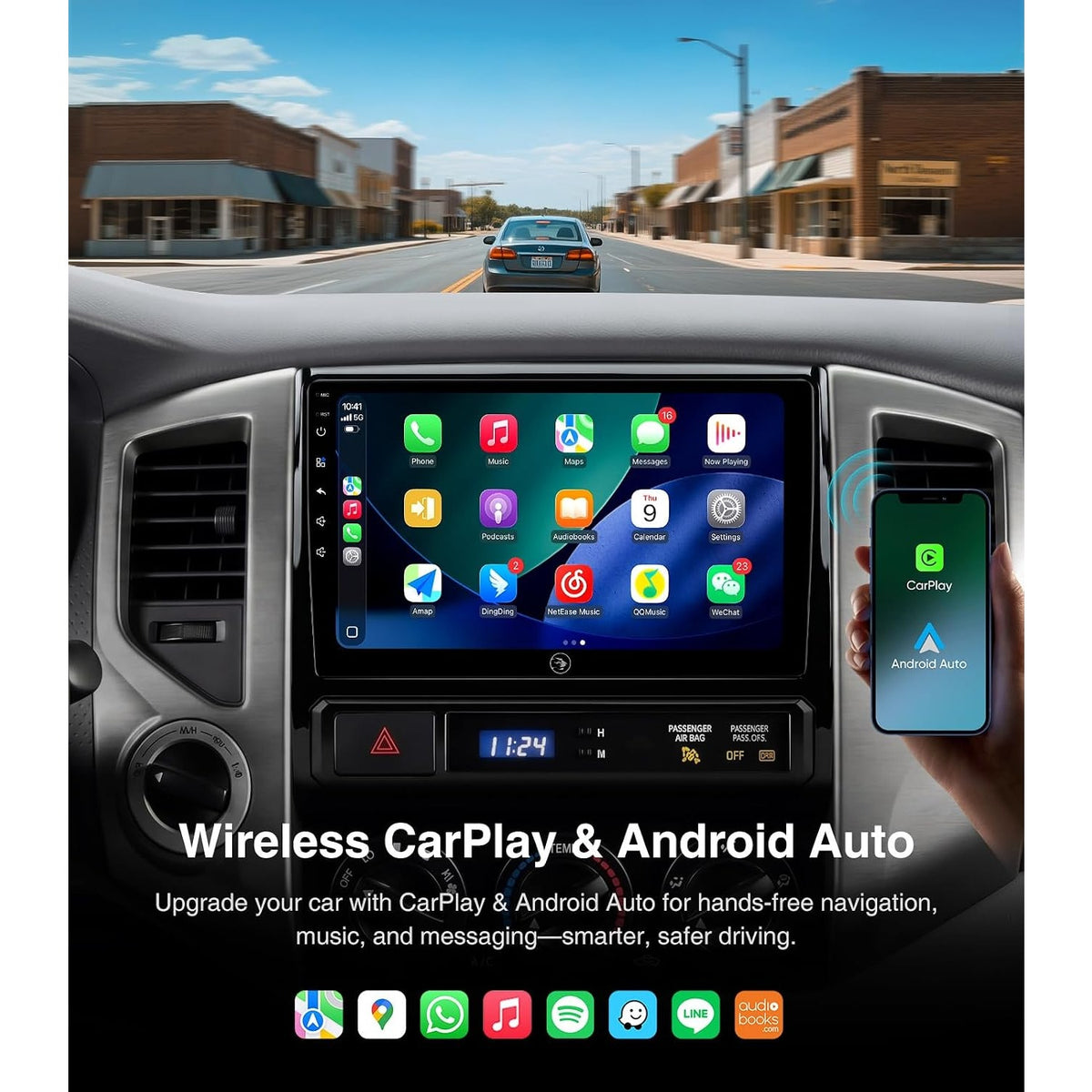 AINAVI 9" QLED Car Stereo Toyota Tacoma 2005-2015 4GB 64GB CarPlay Android