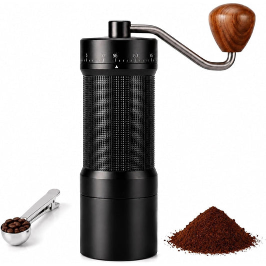 Diwenthlor Manual Coffee Mill 420 Steel Conical Burr 55 Grind Settings Black