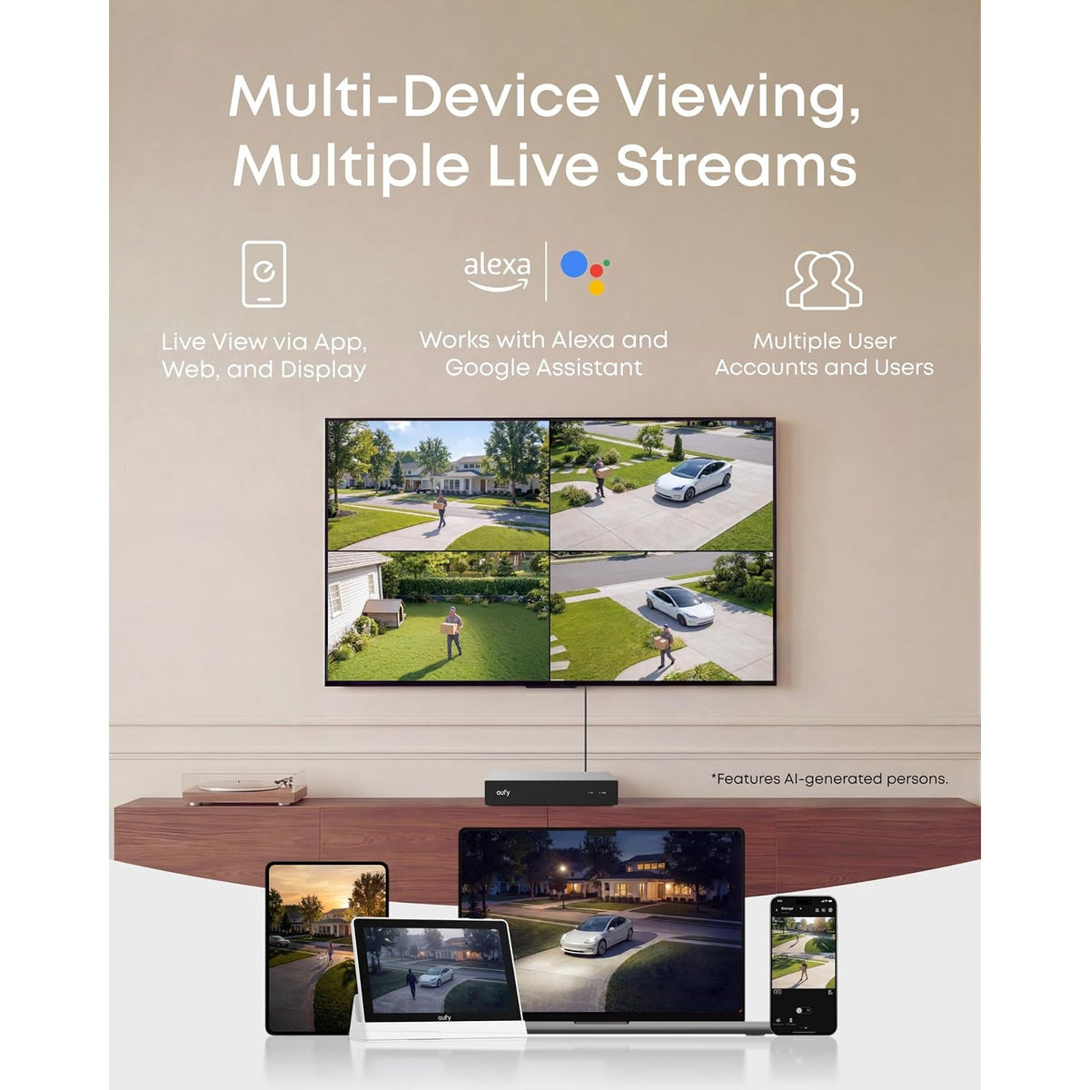 eufy E50 4-Cam 4K PoE NVR Security System 2TB Dual-Lens PTZ 360