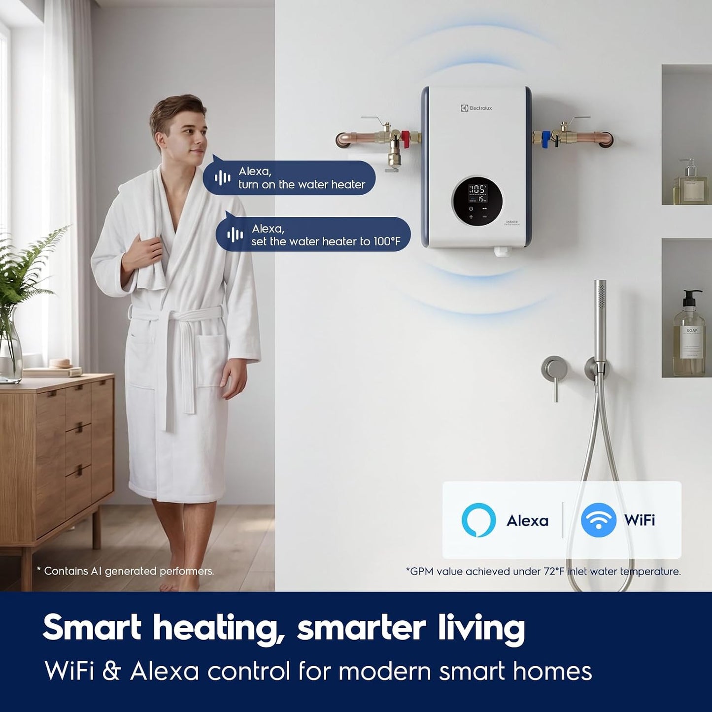 Electrolux 11kW Tankless Electric Water Heater WiFi Alexa 240V 2.59 GPM