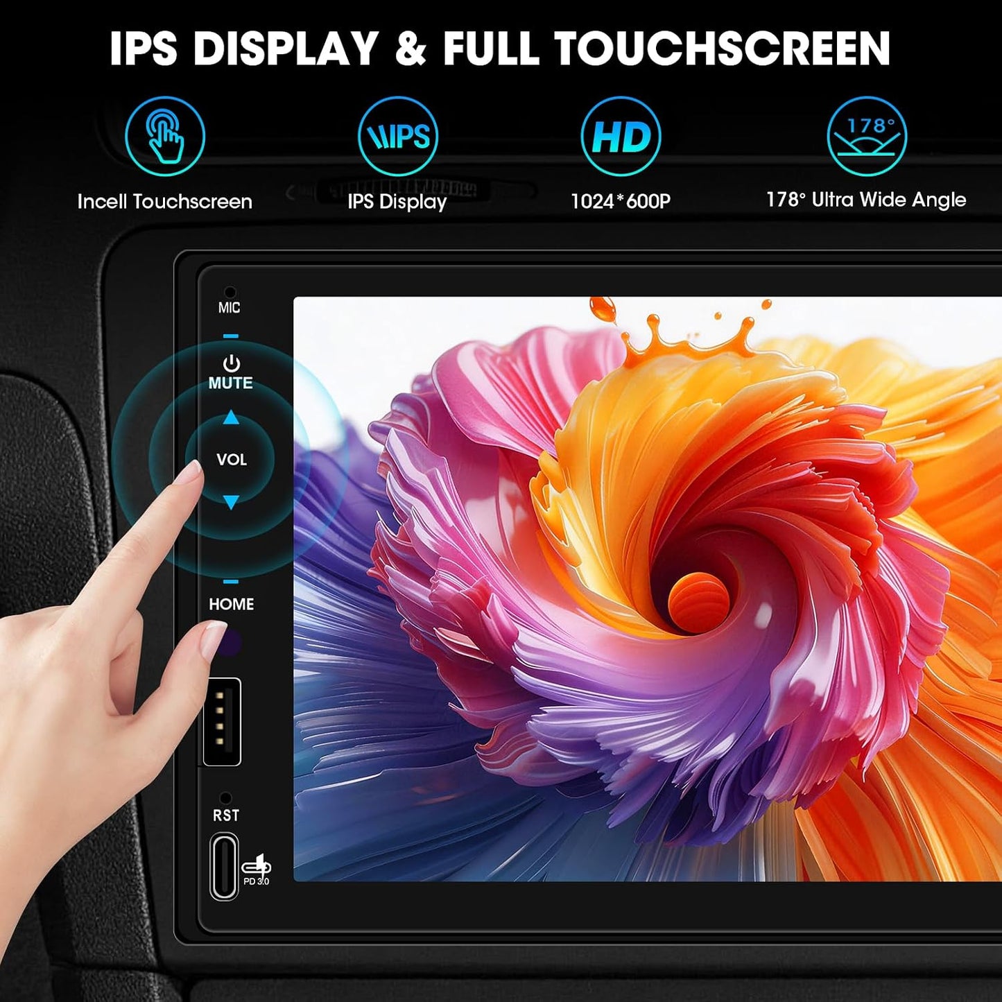 7" Double Din Car Stereo Wireless CarPlay Android Auto DSP Touchscreen Radio