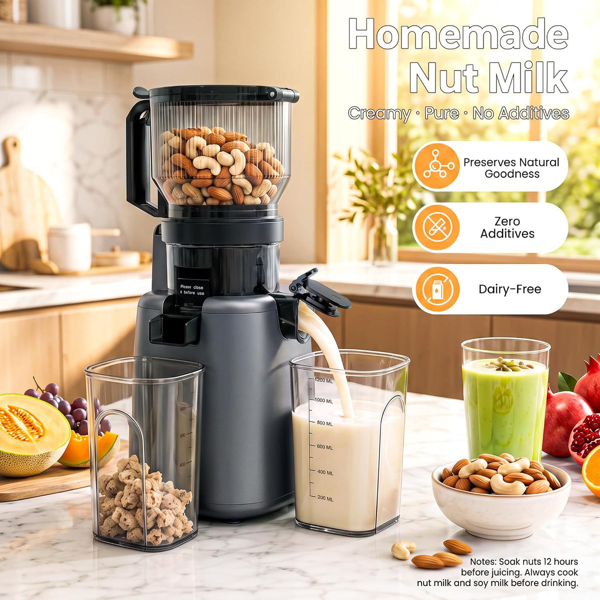 5ive 300W Cold Press Juicer 6.1" Wide Chute Juice Sorbet Nut Milk 1.2L