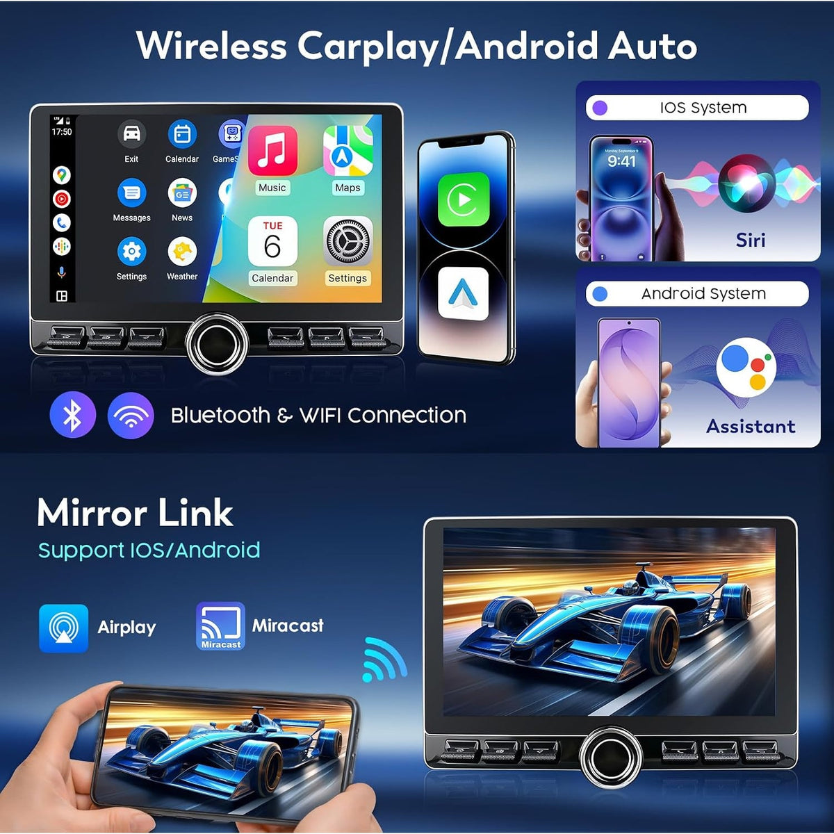 10.1in Android 15 Car Stereo Jeep Wrangler JK 07-18 Dodge Ram 09-12 CarPlay