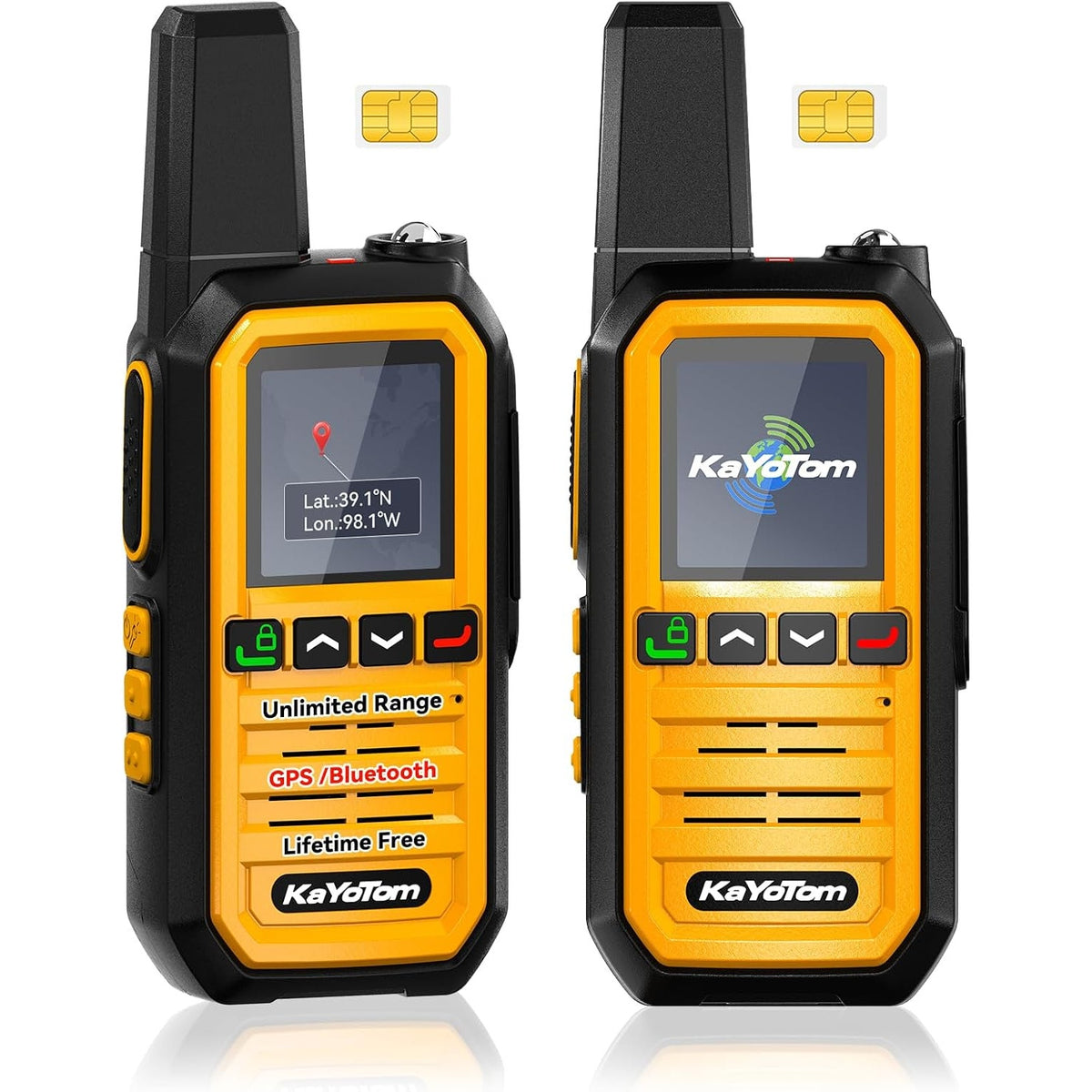KAYOTOM G14 4G LTE GPS Walkie Talkies 2-Pack Lifetime Free PTT Bluetooth