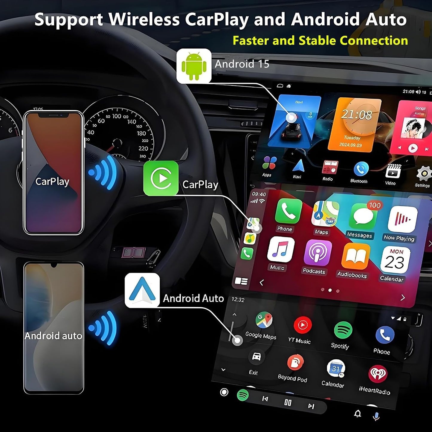Android 14 Radio Ford F150 2004-2008 7in Touchscreen CarPlay GPS 4GB 32GB