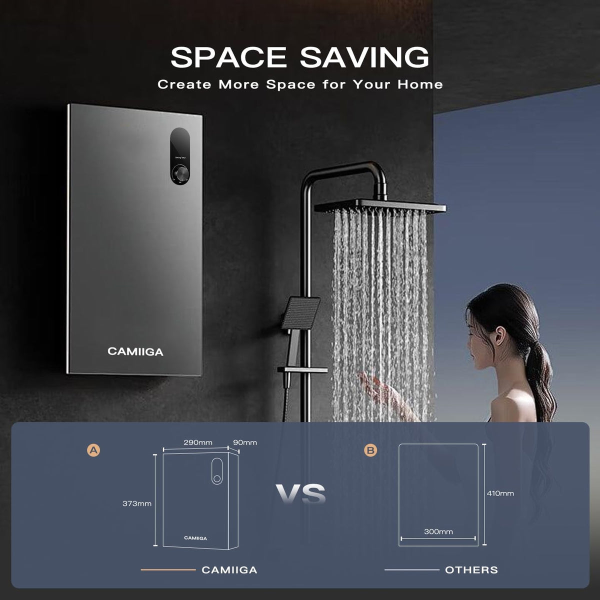 CAMIIGA 18kW Tankless Water Heater 240V 4.4 GPM Electric Self Modulating
