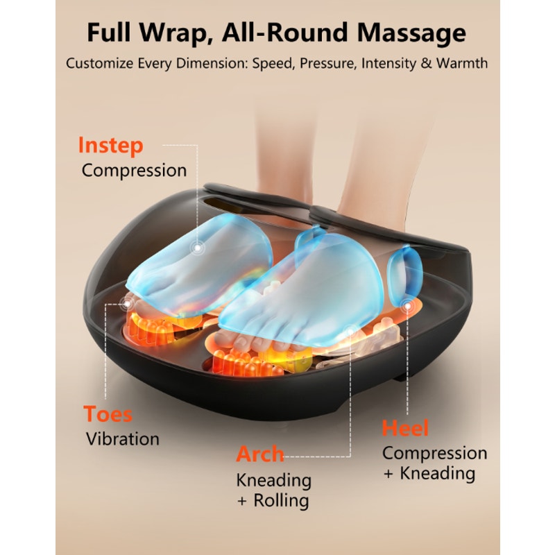 JZBRAIN FE-5318 Shiatsu Foot Massager with Heat Kneading Vibration Compression