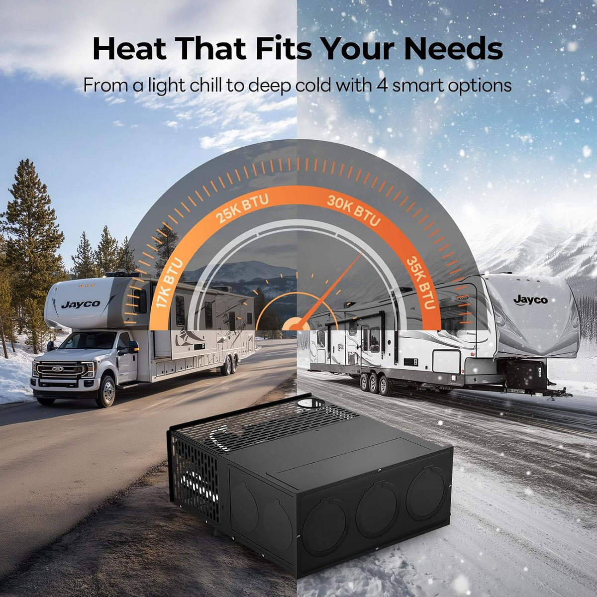 FOGATTI RF035A0N 35K BTU RV Furnace LP Gas 12V 40dB Quiet w Thermostat