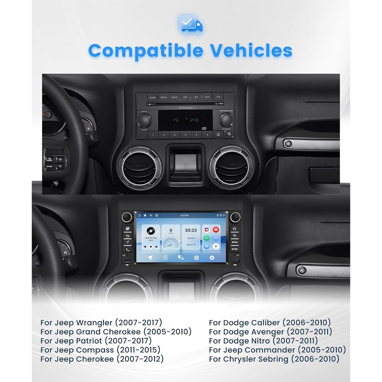 Jeep Wrangler JK 2007-2017 Android Stereo 7" CarPlay Android Auto GPS 4+128G