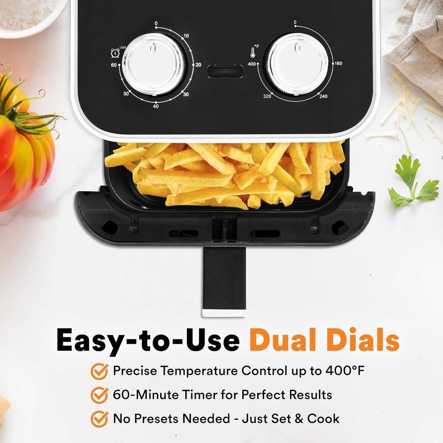 Top Chef 3.7QT Air Fryer 1400W 3.5L Viewing Window Nonstick Basket Compact