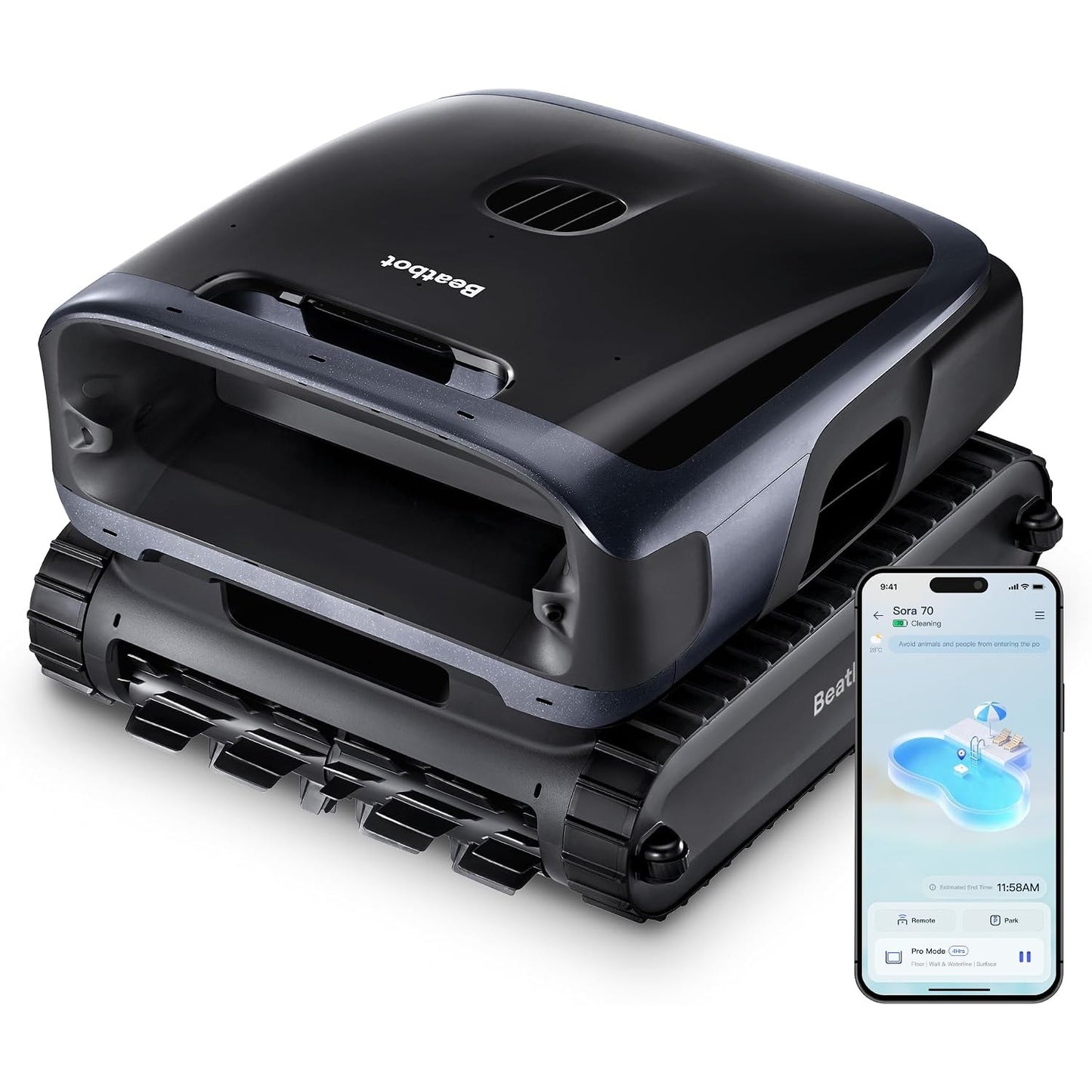 Beatbot Sora 70 Cordless Robotic Pool Cleaner 6800 GPH Wall Floor Surface Clean (Navy Blue)