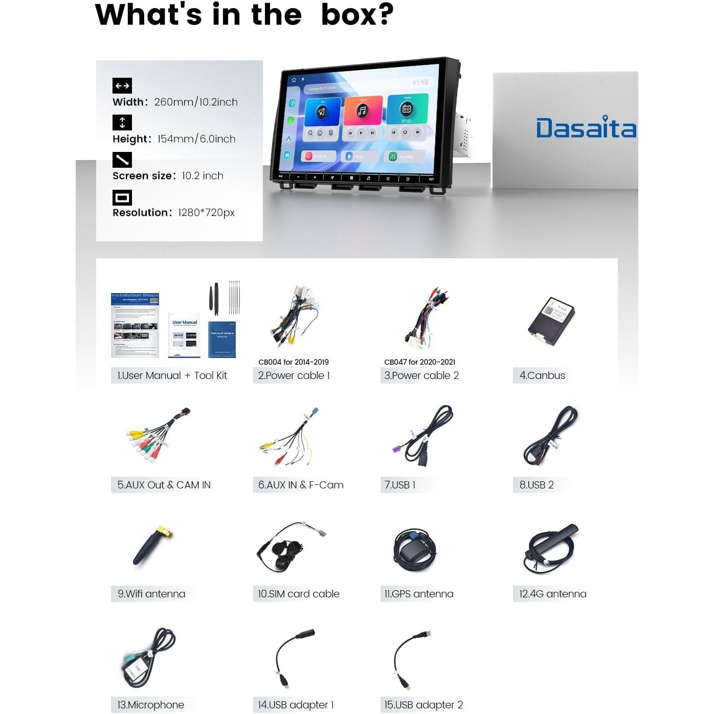 Dasaita 10.2" Head Unit Toyota Tundra 2014-2021 Android 13 CarPlay JBL QLED