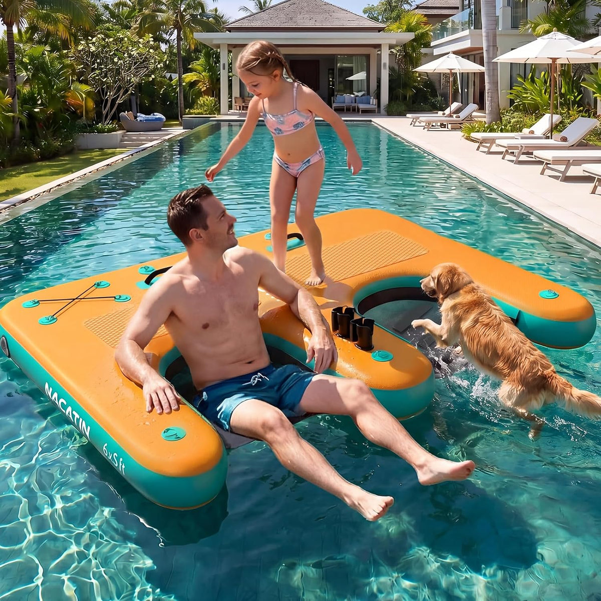 Inflatable Floating Dock 10x7.2FT (PLATFORM ONLY) Drop Stitch Lake Swim Raft