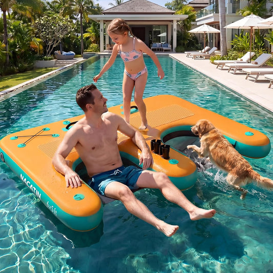 Inflatable Floating Dock 10x7.2FT (PLATFORM ONLY) Drop Stitch Lake Swim Raft