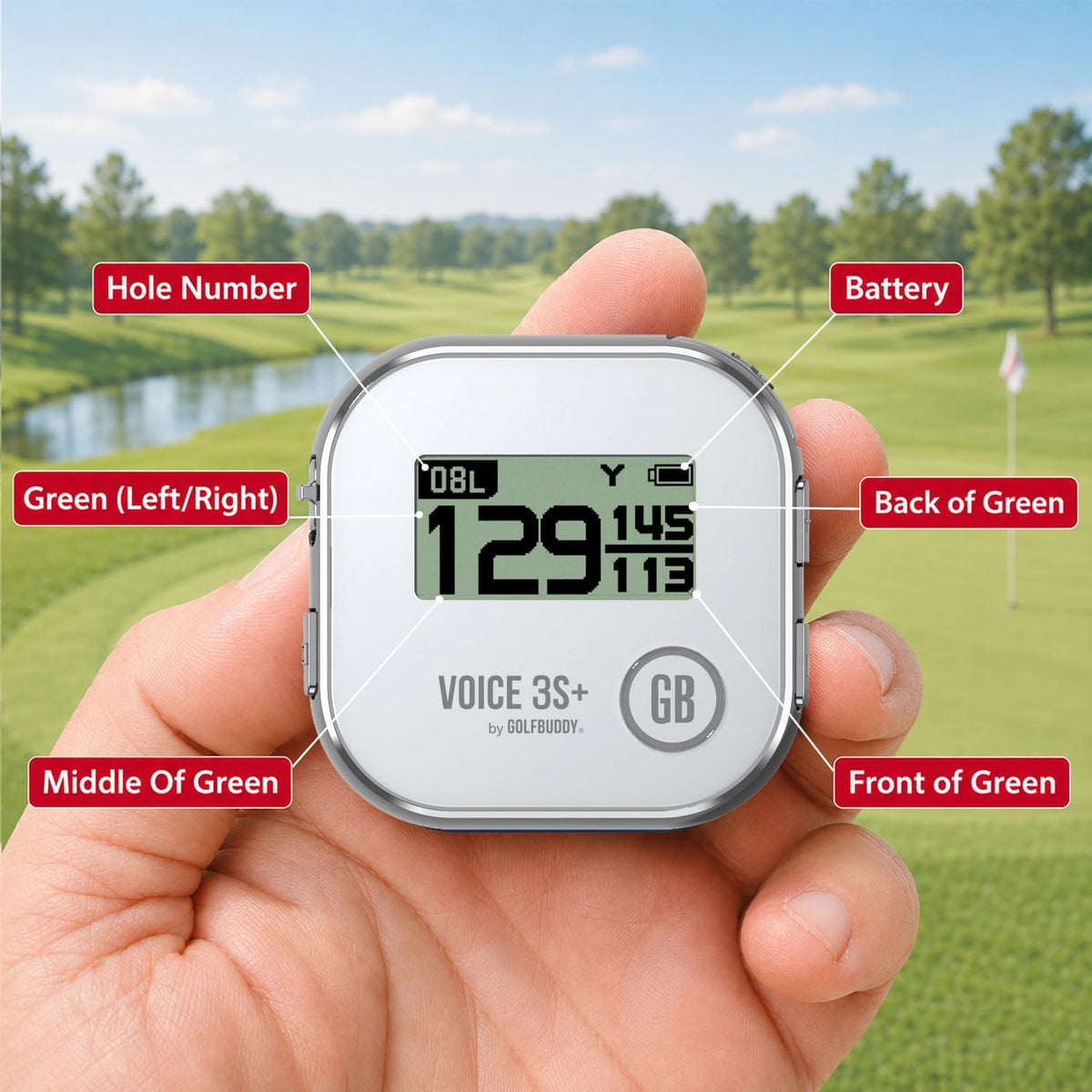 GOLFBUDDY Voice 3S+ Golf GPS Rangefinder Gray 40K Courses Slope Voice 18HR