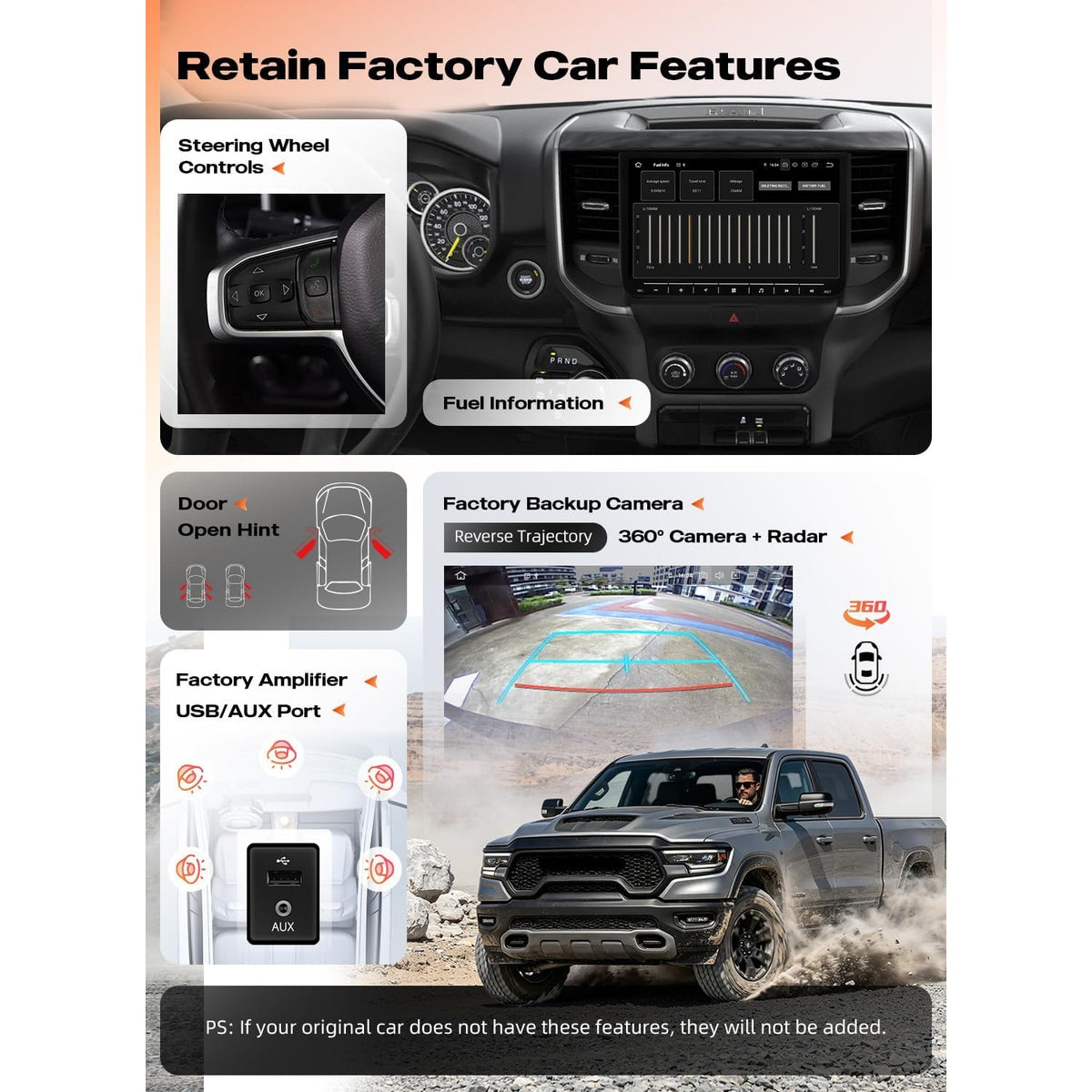 Dasaita 10.2" QLED Radio Dodge Ram 1500 2019-22 6GB 64GB CarPlay Android Auto