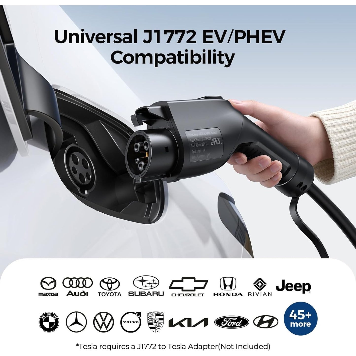 Level 2 EV Charger 40A 9.6kW NEMA 14-50 J1772 25FT WiFi RFID ETL Certified