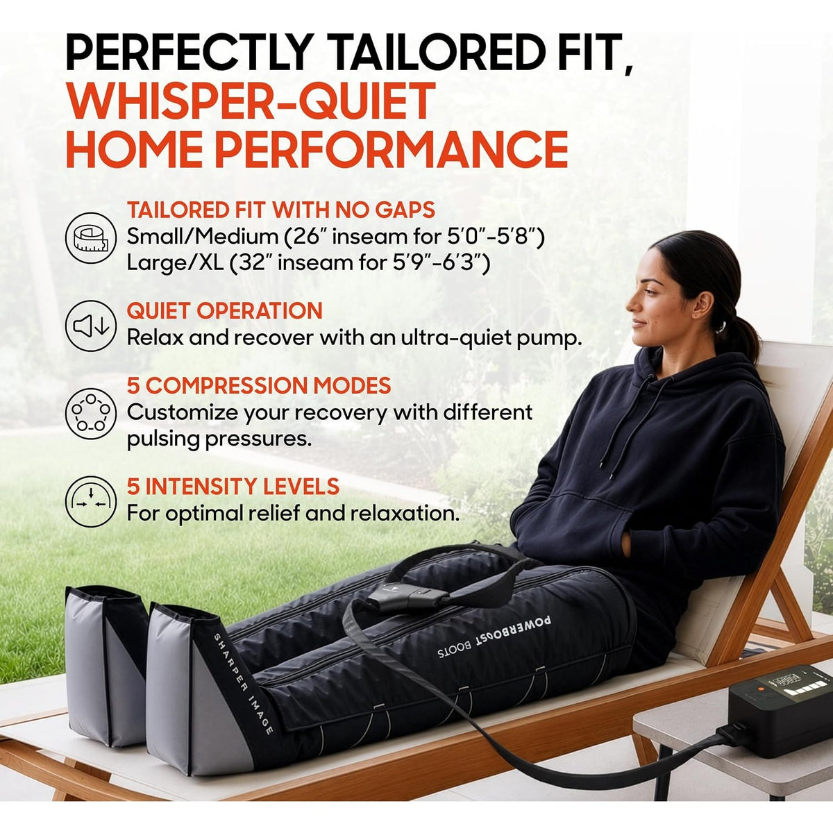 Sharper Image Powerboost L/XL Leg Compression Boots 29-34in 5 Modes