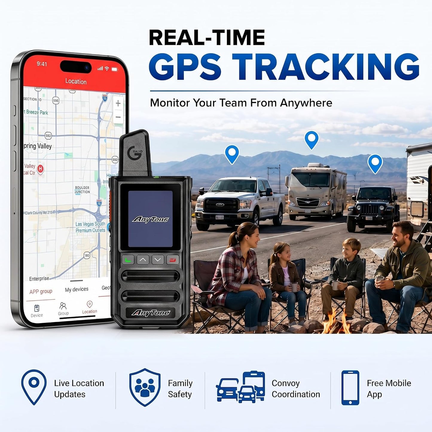 AnyTone 4G LTE PoC Radios 2 Pack Nationwide PTT Walkie Talkie GPS SIM Included