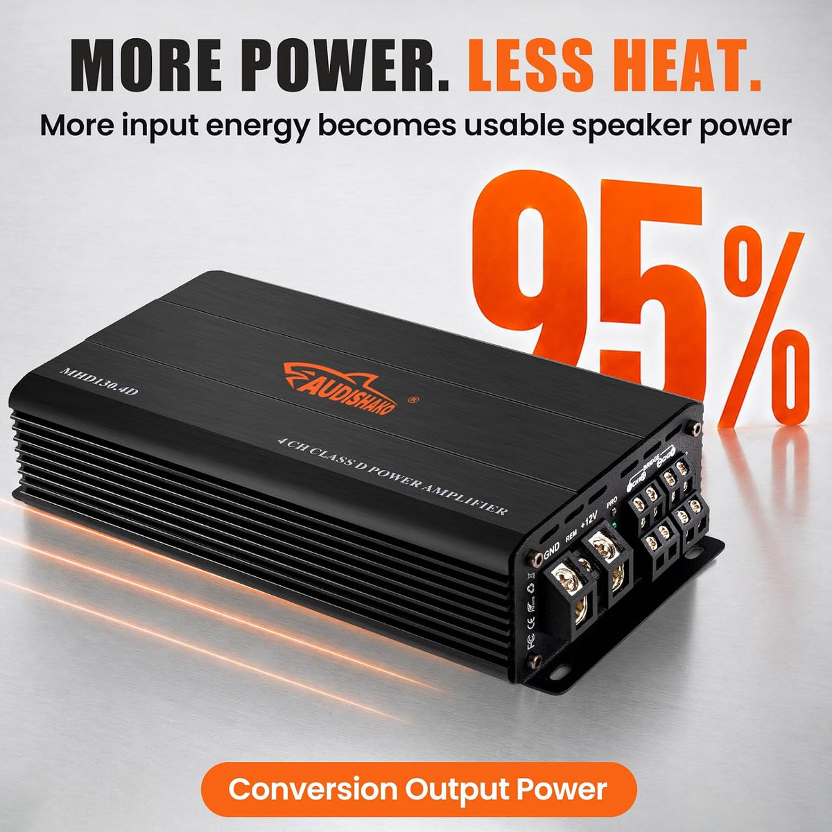 Audishako MHD130.4D 2400W 4-Channel Class D Car Audio Amplifier 2/4 Ohm