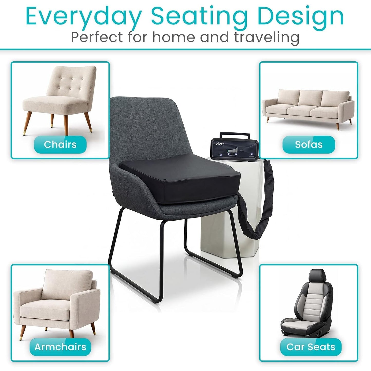 Vive Inflatable Seat Assist Lifting Cushion Remote 220 lb Stand Up Chair Sofa