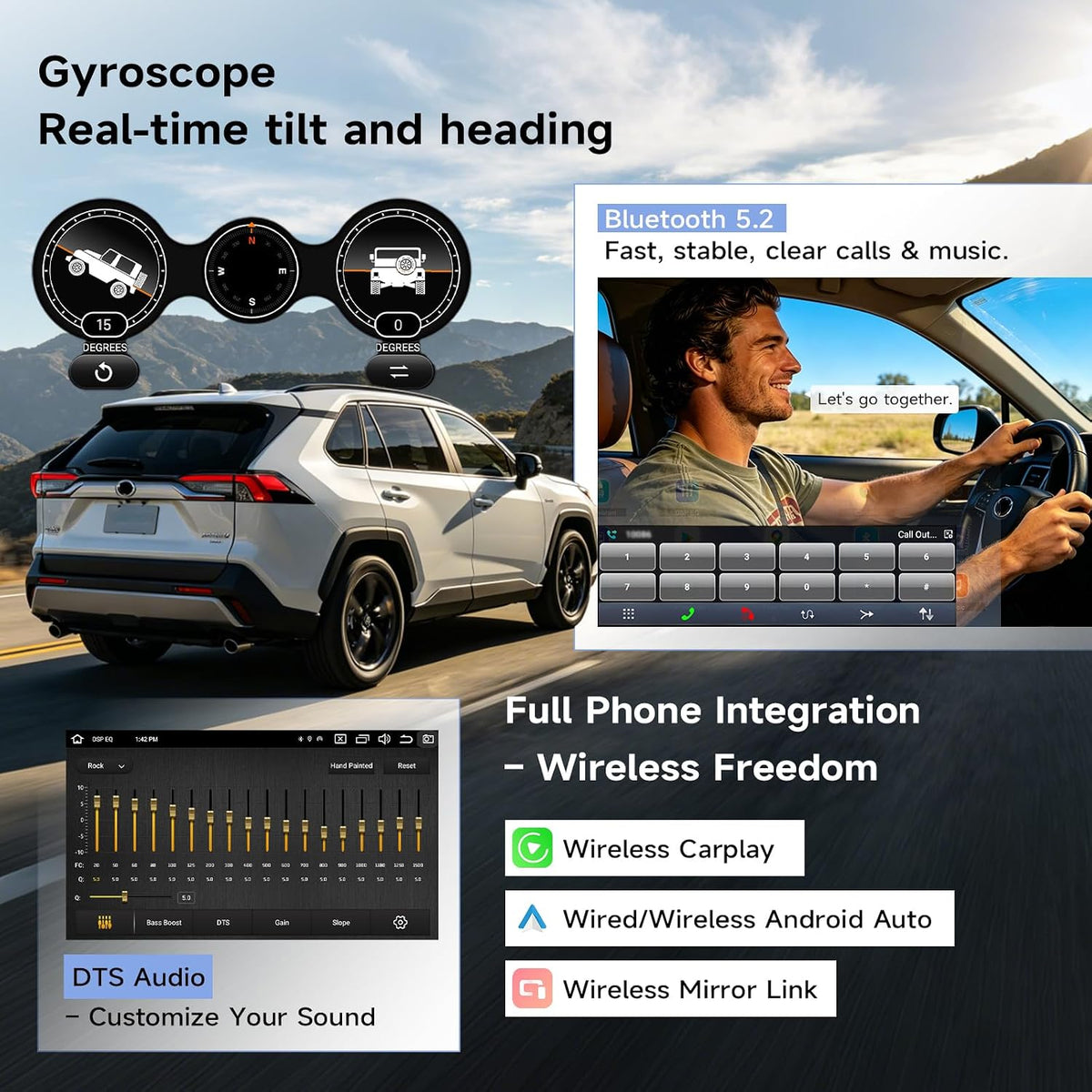 Roadanvi X14 12.3" Android 14 6G+128G RAV4 2019-22 CarPlay GPS Stereo Knobs