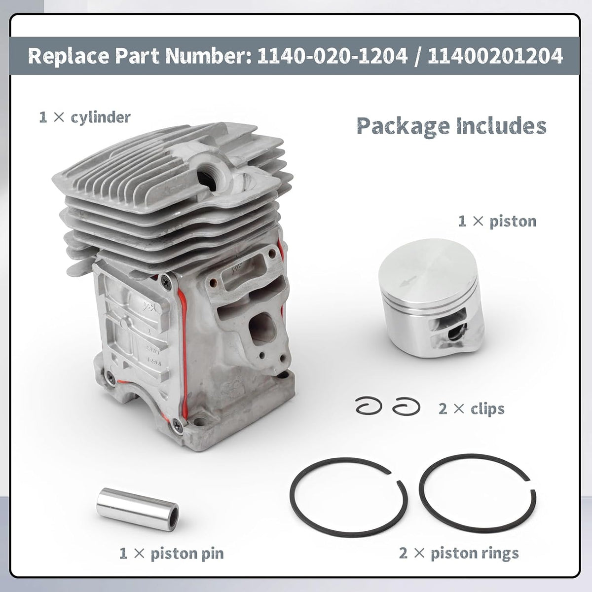 49mm Cylinder Piston Kit 1140-020-1204 for Stihl MS311 MS391 Nikasil 3-Bolt