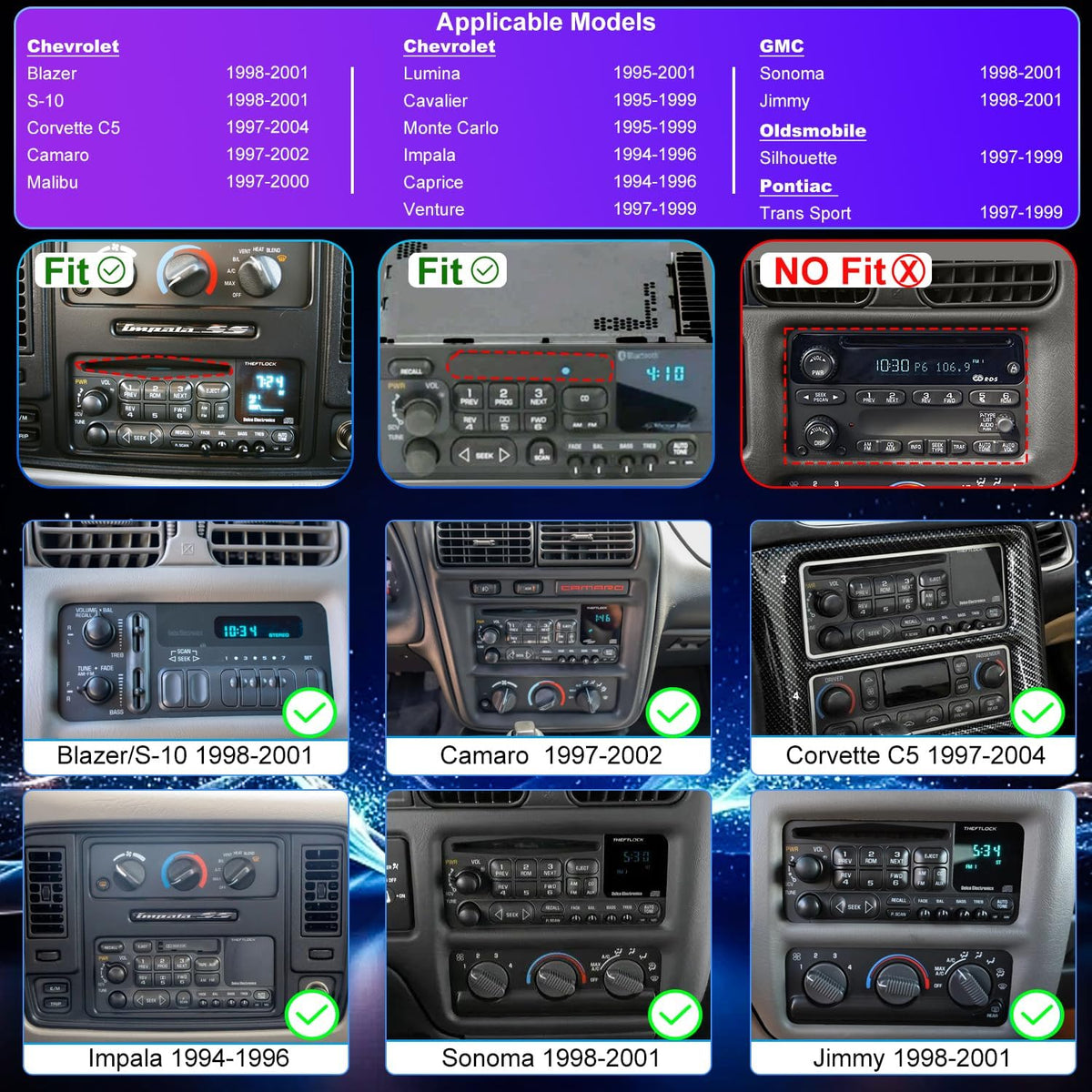 6.8in Car Stereo for Chevy Camaro Malibu Impala Blazer S10 CarPlay Android Auto