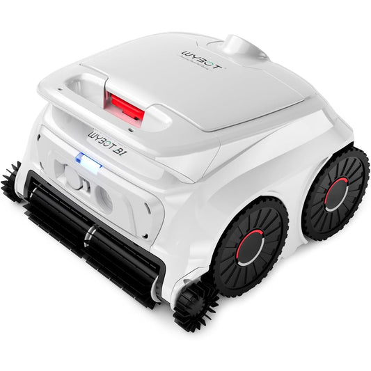 WYBOT B1 Cordless Robotic Pool Cleaner Wall Floor Waterline 120 Min App Control (White/Red)