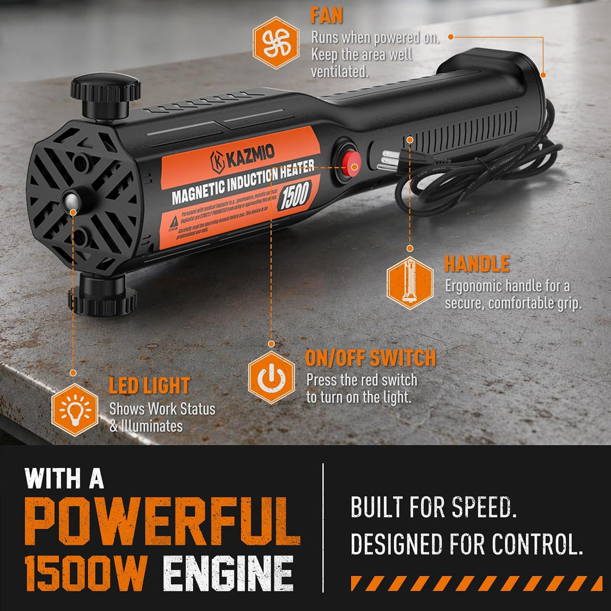 1500W Induction Heater 110V Automotive Bolt Nut Remover 10 Coils Case
