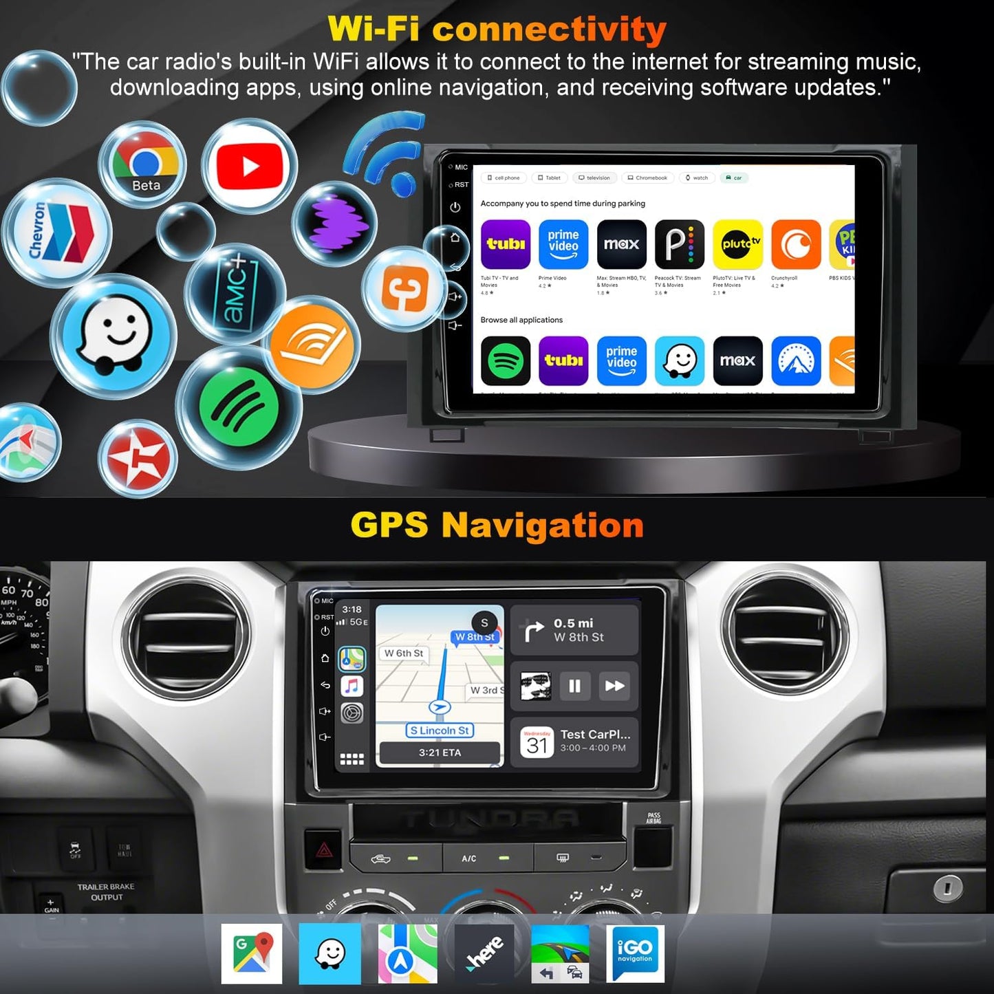 Toyota Tundra 2014-2021 Android Car Stereo 9" CarPlay Android Auto GPS 4+64G